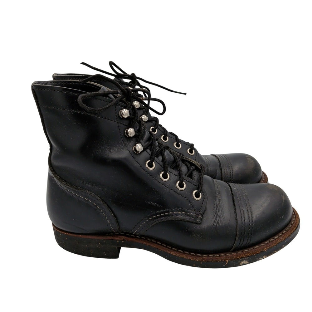Red Wing Iron Ranger 8080 Black Chrome Leather Cap Toe Boots Mens 4.5 D USA Made